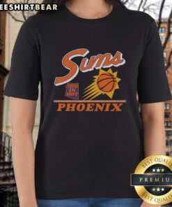 Vintage ladies tee featuring the Phoenix Suns logo, perfect for fans showcasing team spirit in style.