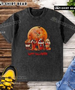 Top Pittsburgh Steelers Happy Halloween coffee-washed t-shirt featuring festive design and team logo for fans.