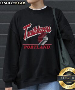 Alt Text: Vintage Portland Trail Blazers fly-by sweatshirt showcasing iconic team colors and logo in a stylish design.