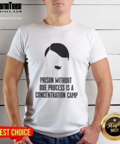 Top Prison Without Due Process Is A Concentration Camp T-Shirt design featuring bold text and a striking graphic.