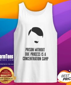 Tank top featuring the phrase 'Top Prison Without Due Process Is A Concentration Camp' emphasizing justice and human rights.