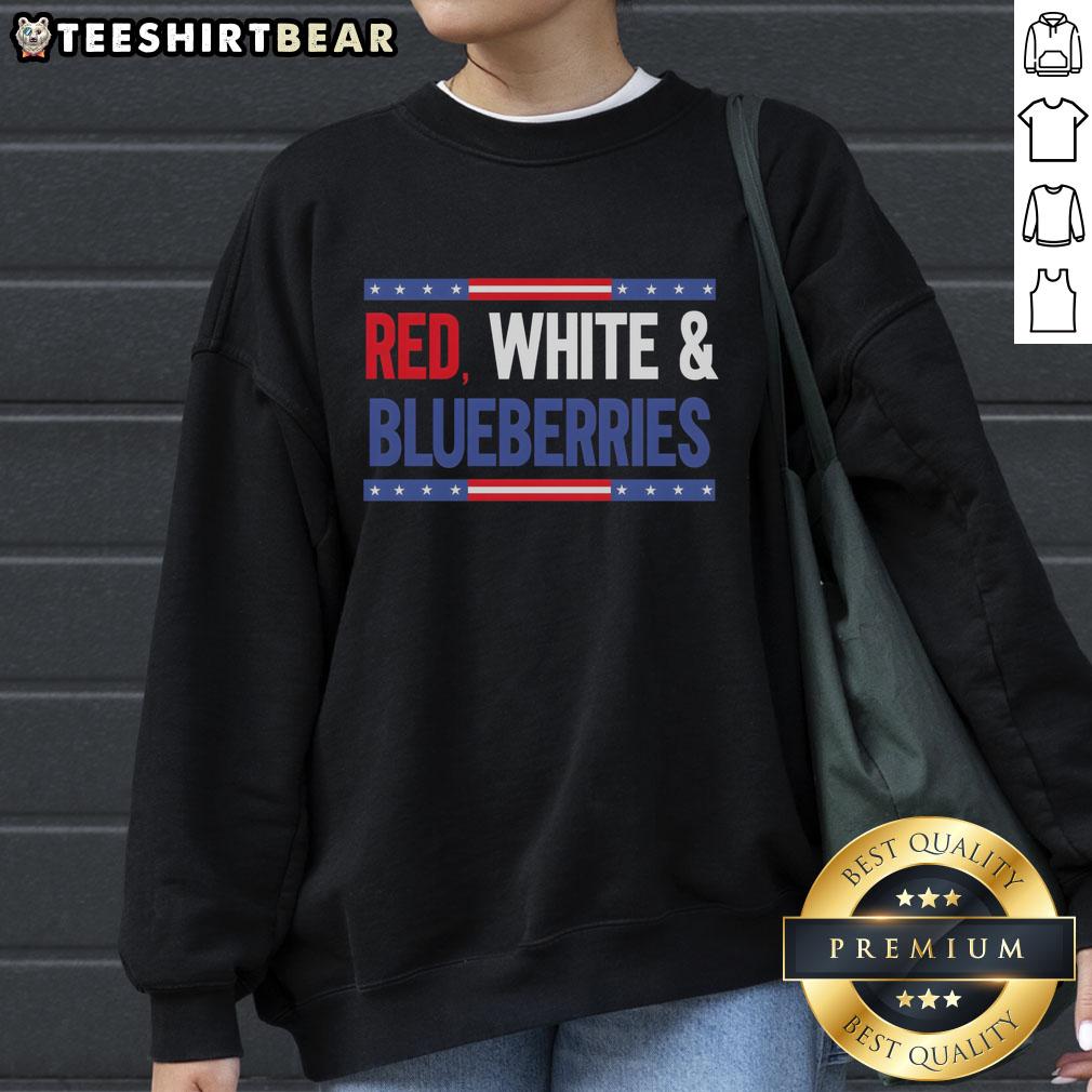 Top Red White & Blueberries Sweatshirt Stylish top featuring red, white, and blue blueberries design on a cozy sweatshirt, perfect for casual wear.