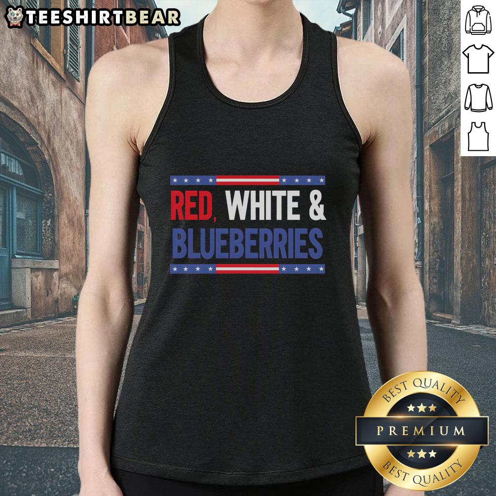 Top Red White & Blueberries Tank Top Stylish top featuring red, white, and blueberries design perfect for summer fashion - Top Red White Blueberries Tank Top.