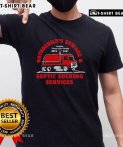 Top Rothschild's Sewage and Septic Sucking Services distressed t-shirt featuring unique design and comfortable fit.