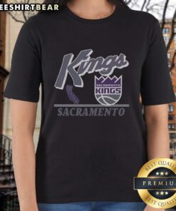 Alt Text: Vintage ladies tee featuring the Sacramento Kings logo, perfect for fans showcasing their team pride in style.