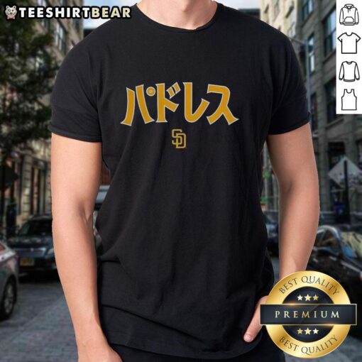 Top San Diego Padres MLB Katakana T-Shirt featuring vibrant graphics and team logo, perfect for fans and collectors.