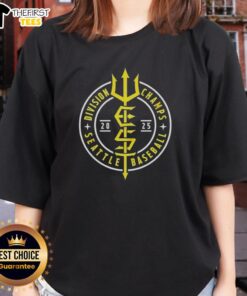 Alt Text: Top Seattle Mariners Baseball 2025 Division Champs Trident Ladies Tee showcasing team pride and stylish design.
