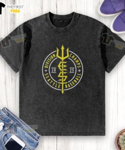 2025 Seattle Mariners Baseball Division Champs Trident Washed T-Shirt featuring the team's logo and championship design.