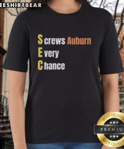 Auburn Tigers ladies tee featuring top-sec screws design, perfect for showing team spirit and supporting Auburn.