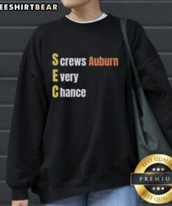 Top Sec Screws Auburn Every Chance Auburn Tigers Sweatshirt in vibrant orange, showcasing team spirit and style.