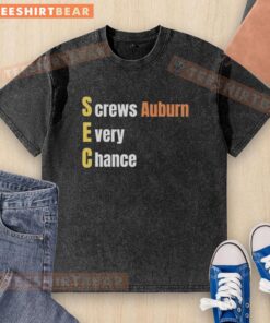 Top Sec Screws Auburn Every Chance Auburn Tigers Washed T-Shirt in vibrant orange, perfect for fans of the Auburn Tigers.