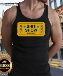 Top Shit Show Ticket vinyl tank top featuring a bold graphic design, perfect for music lovers and festival-goers.