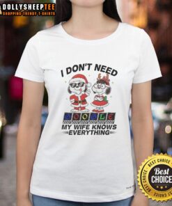 Funny Snoopy tee for ladies: 'I Don't Need Google, My Wife Knows Everything' - perfect gift for humor lovers.