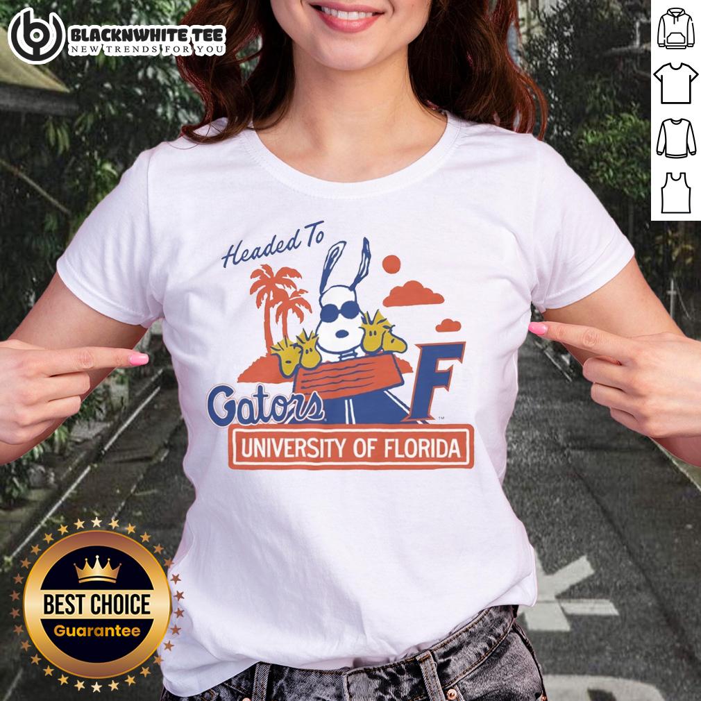 Top Snoopy X Florida Gators Headed To Gators University Of Florida Ladies Tee Top Snoopy X Florida Gators tee for ladies, featuring vibrant design and school spirit for University of Florida fans.