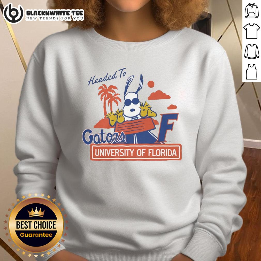 Top Snoopy X Florida Gators Headed To Gators University Of Florida Sweatshirt Alt Text: Top Snoopy X Florida Gators sweatshirt featuring iconic Snoopy design for University of Florida fans.