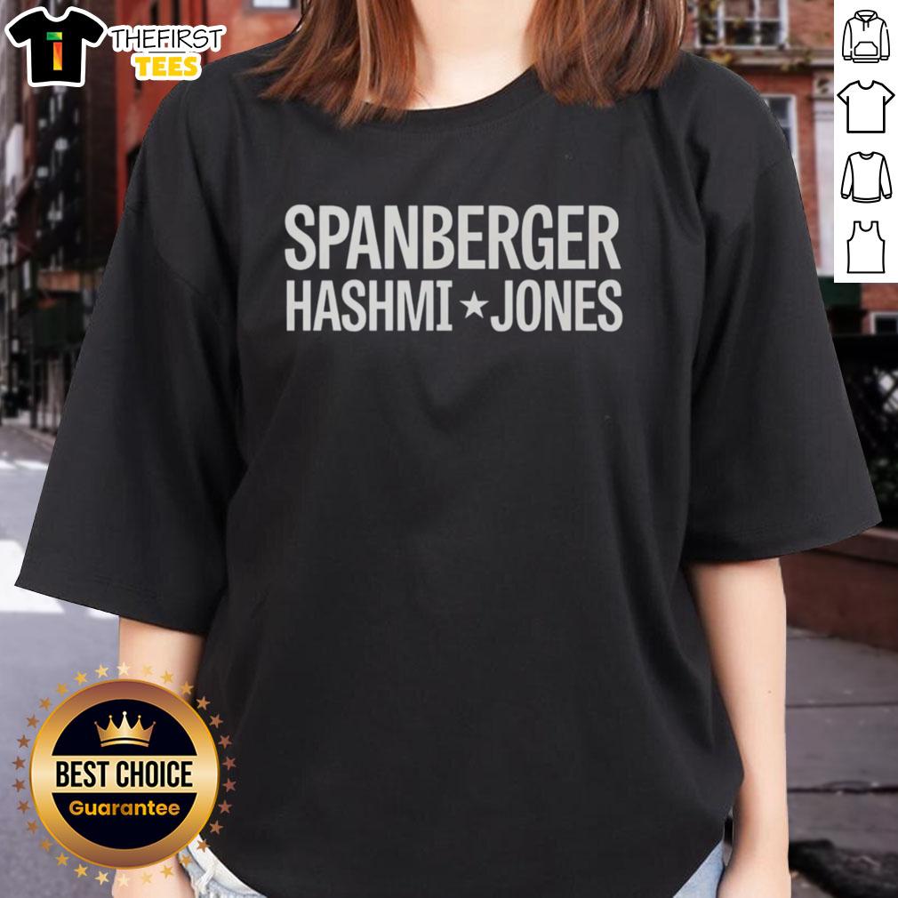 top-spanberger-hashmi-jones-logo-ladies-tee Top Spanberger Hashmi Jones Logo on a stylish ladies tee, perfect for casual wear and political support.