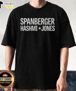 Top Spanberger Hashmi-Jones logo T-shirt featuring a vibrant design and comfortable fit for fans and supporters.