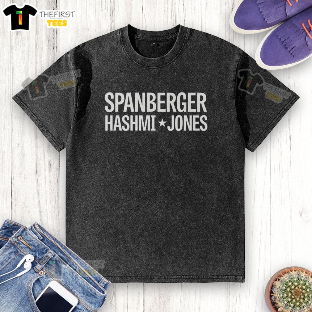 top-spanberger-hashmi-jones-logo-washed-t-shirt Top Spanberger Hashmi Jones logo on a stylish washed t-shirt, perfect for casual wear and fashion-forward looks.