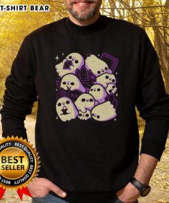 Top spooky cute ghosts and witchcraft sweatshirt featuring playful ghost designs, perfect for Halloween fashion.