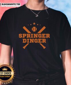 Top Springer Dinger George Springer Ladies Tee featuring a stylish design perfect for baseball fans.