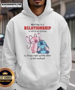 Alt Text: Funny hoodie with 'Top Stitch Marriage: One Person is Always Right, the Other is the Husband' design.