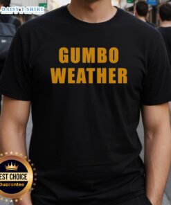 Alt Text: Top T-Bob Hebert wearing a Gumbo Weather T-Shirt, showcasing vibrant design and Louisiana cultural pride.