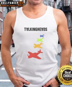 Top talking heads in light planes wearing stylish tank tops, showcasing a creative aviation-themed fashion statement.