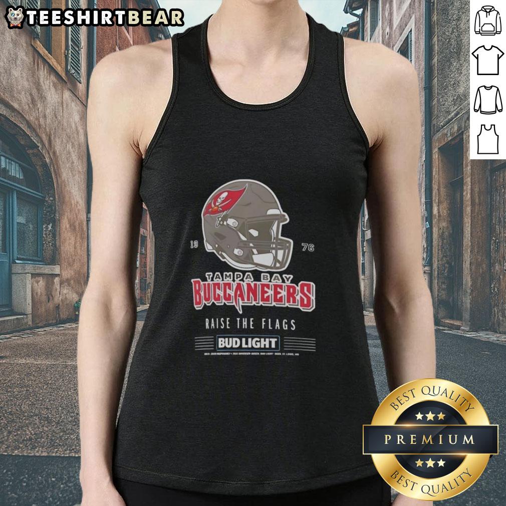 Top Tampa Bay Buccaneers Bud Light 1976 Raise The Flags Football Helmet Tank Top Top Tampa Bay Buccaneers Bud Light 1976 Raise The Flags football helmet tank top for fans celebrating team spirit.