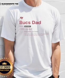 Top Tampa Bay Buccaneers Dad Definition T-Shirt featuring bold lettering and team colors, perfect for proud Buccaneers fans.