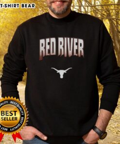 2025 Red River Rivalry sweatshirt featuring Texas vs. Oklahoma football design, perfect for fans of the iconic matchup.