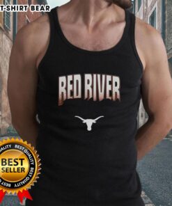 2025 Red River Rivalry tank top featuring Texas vs Oklahoma football design, perfect for fans of the iconic matchup.