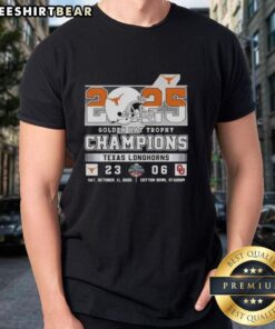 Texas Longhorns Golden Hat Trophy Champions 2025 T-Shirt celebrating victory over Oklahoma Sooners in college football.