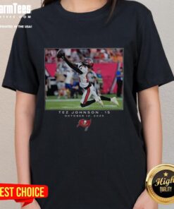 Top Tez Johnson Tampa Bay Buccaneers NFL Week 6 2025 ladies tee featuring vibrant team colors and stylish design.