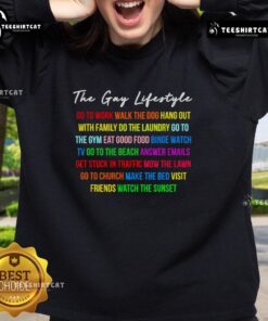 Alt Text: Cozy sweatshirt featuring 'Top The Gay Lifestyle' design, perfect for work, dog walks, and family hangouts.
