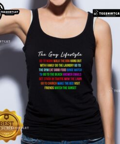 Stylish tank top featuring 'Top-The-Gay-Lifestyle' design, perfect for work, walking the dog, and family outings.