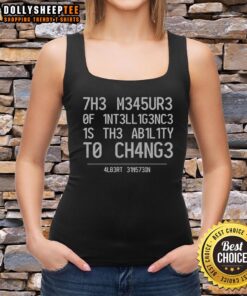 Albert Einstein tank top featuring the quote 'The measure of intelligence is the ability to change' in bold design.
