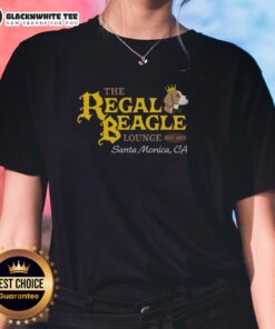 Alt Text: Top The Regal Beagle Lounge Est 1977 ladies tee showcasing a stylish design perfect for casual wear.