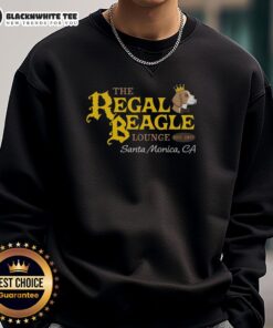 Alt Text: Cozy sweatshirt featuring 'The Regal Beagle Lounge Est. 1977' design, perfect for fans of retro bar apparel.