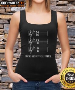 Humorous tank top featuring music notes, perfect for expressing style during difficult times. Shop now for unique apparel!
