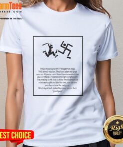Original Antifa logo from WWII on a ladies tee, featuring bold graphics and vintage design for activists and history enthusiasts.