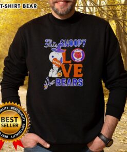 Alt Text: Cozy 'Top This Snoopy Love Her Chicago Bears Sweatshirt' featuring Snoopy and Bears logo, perfect for game day.