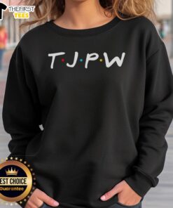 Alt Text: Top TJPW Friends TV Show Parody Sweatshirt featuring iconic characters and vibrant colors, perfect for fans.