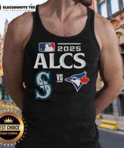2025 ALCS baseball matchup tank top featuring Toronto Blue Jays vs Seattle Mariners design for fans.