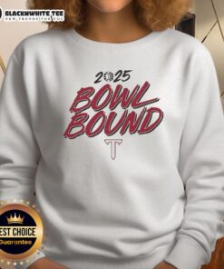 Top Troy Trojans Football 2025 Bowl Bound Sweatshirt featuring team colors and logo, perfect for fans and supporters.