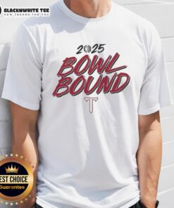 Alt Text: Top Troy Trojans Football 2025 Bowl Bound T-Shirt featuring team colors and logo, perfect for fans celebrating the season.