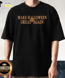 Top Trump Pumpkin Make Halloween Great Again T-Shirt featuring a playful pumpkin design for festive celebrations.