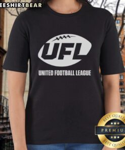 Top UFL United Football League primary logo on a stylish ladies tee, perfect for fans and supporters of the league.
