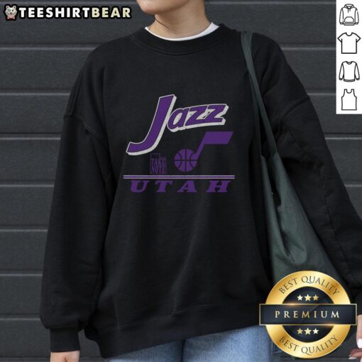 Vintage Utah Jazz sweatshirt featuring a fly-by design, perfect for fans and collectors of retro NBA apparel.