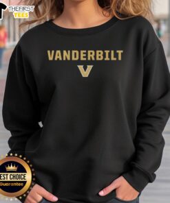 Alt Text: Comfortable Vanderbilt Commodores wordmark sweatshirt showcasing team pride in stylish black and gold colors.