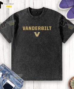 Alt Text: Top Vanderbilt Commodores wordmark washed t-shirt in black, showcasing team spirit and casual style for fans.